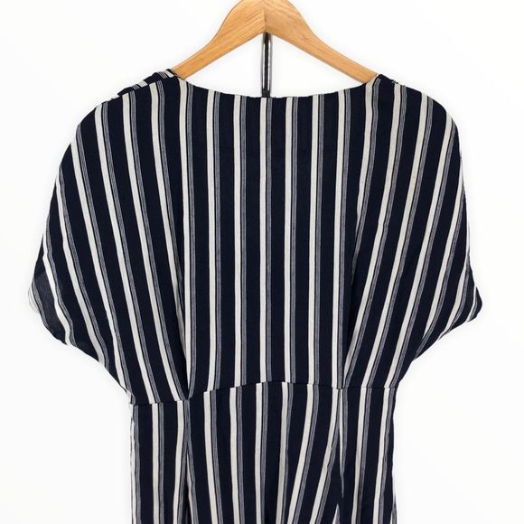 BP Navy White Striped Button Front Gathered Sleeve Mini Dress size Small - Picture 6 of 11